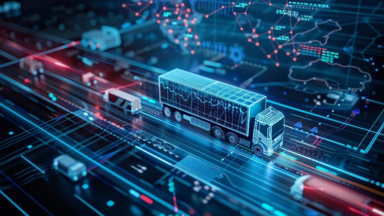 A supply chain radar with a digital map highlighting current data on various factors such as transportation costs lead times and supplier reliability ratings.